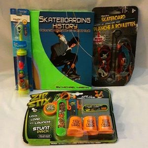Skateboard Fan Toy Activity Book Toothbrush Bundle